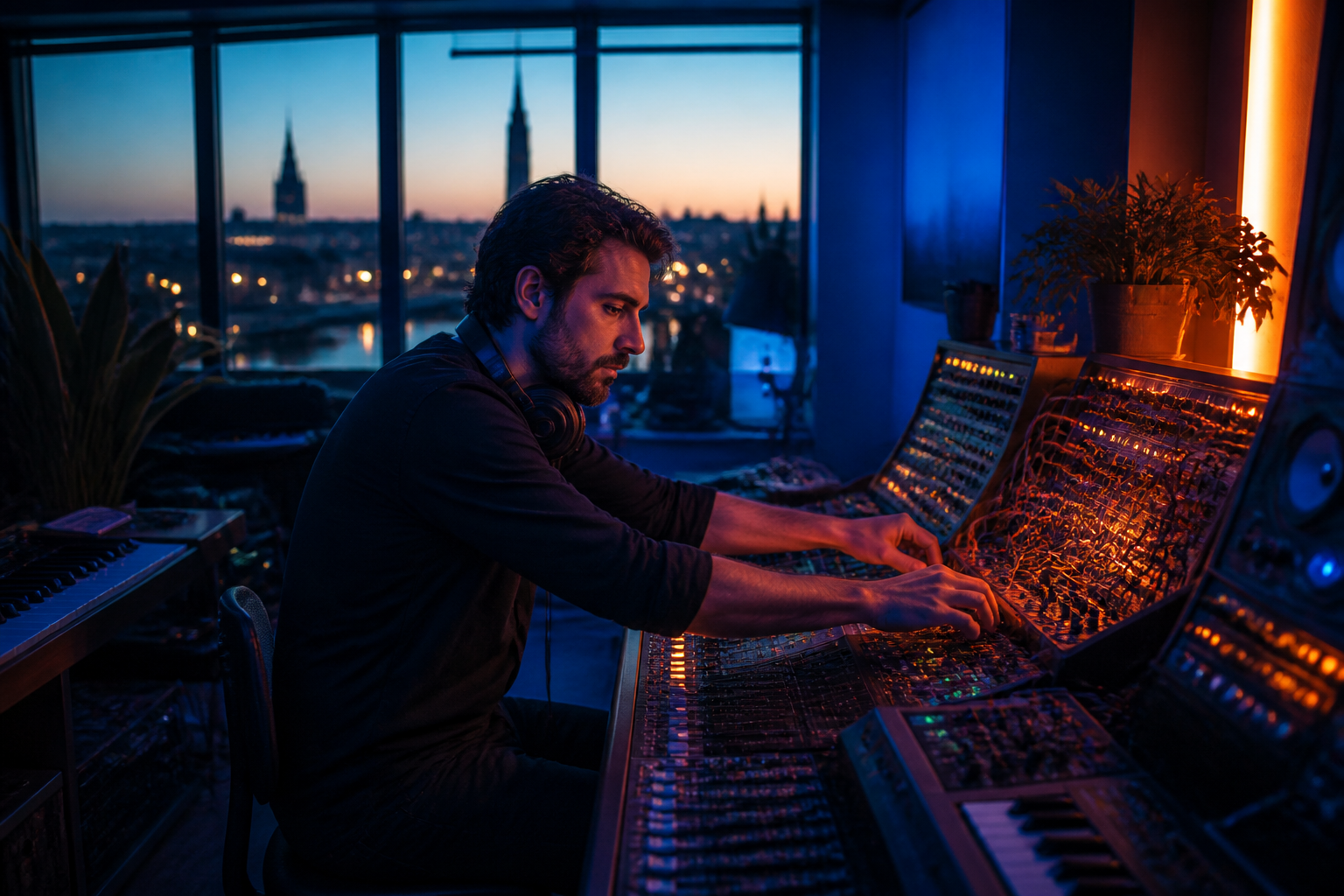 Compositeur au travail dans un studio bordelais